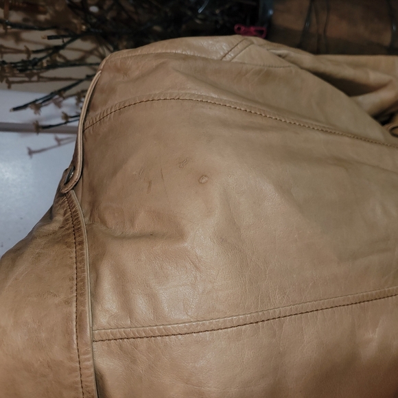 Black Rivet Women's Tan Leather Belted Jacket L - Picture 10 of 10